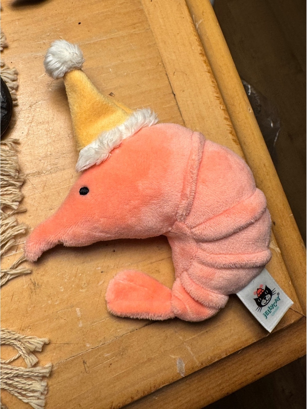 Jellycat London Plush Shrimp with Yellow Hat Soft Toy